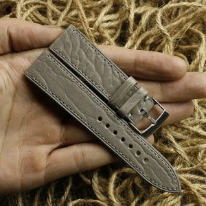 Bison leather gray watch strap - BO RUNG-GRAY-0-S-M-N-