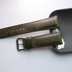 Carze moss  Green  Leather watch strap 24mm,22mm,21mm,20mm,19mm,18mm,16mm-CARZE-GREEN-V-S-M-N-