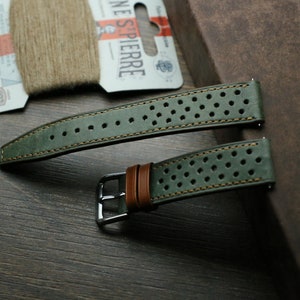 maya green Leather watch strap  24mm,22mm,21mm,20mm,19mm,18mm,16mm -MAYA-GREEN-0-Gold-TH-Rally- Đỉa Gold