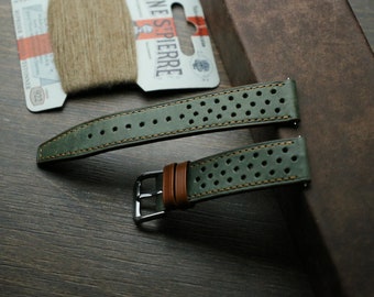 maya green Leather watch strap  24mm,22mm,21mm,20mm,19mm,18mm,16mm -MAYA-GREEN-0-Gold-TH-Rally- Đỉa Gold