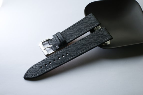 47Ronin#19 Leather watch strap with Tatami edge fabric (24mm