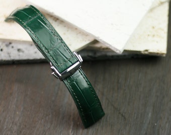Nino dark green alligator leather padded watch strap-CA NINO Omega -DARK green-F-S-M-V-