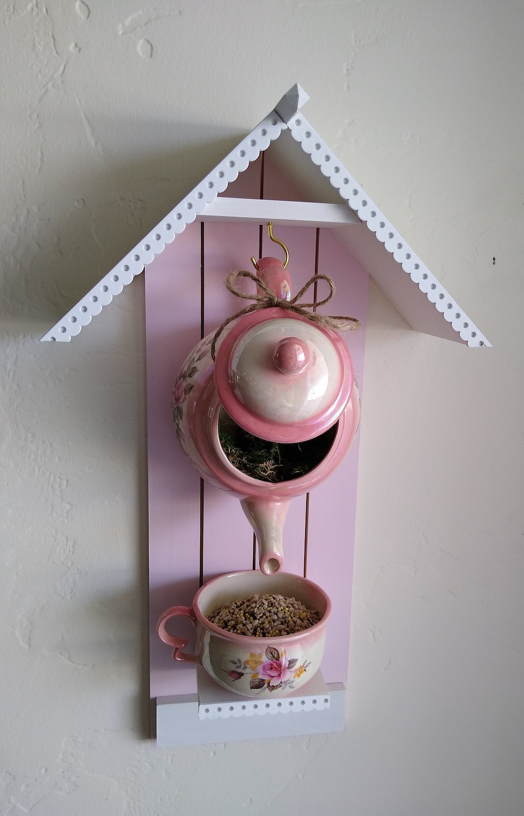 Handcrafted Teapot Bird Feeder Bird House Etsy