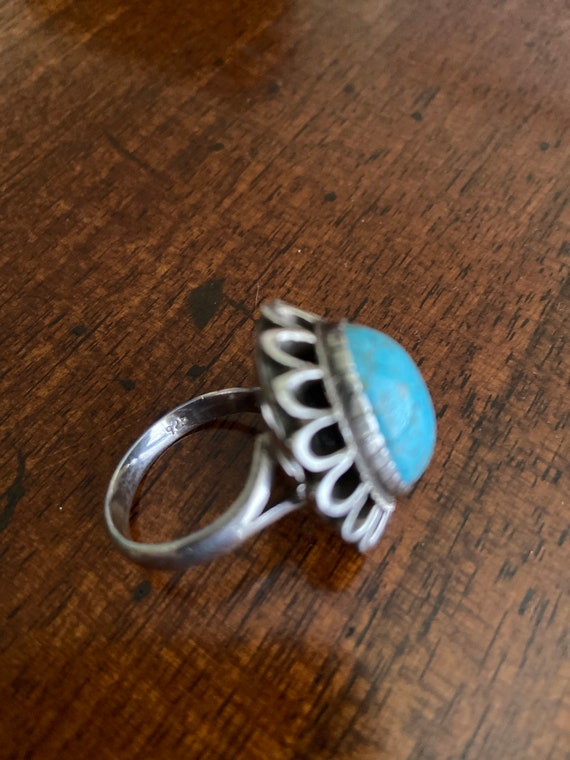 Silver and turquoise ring - image 3