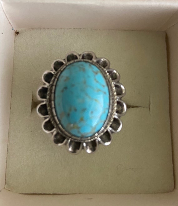 Silver and turquoise ring - image 2