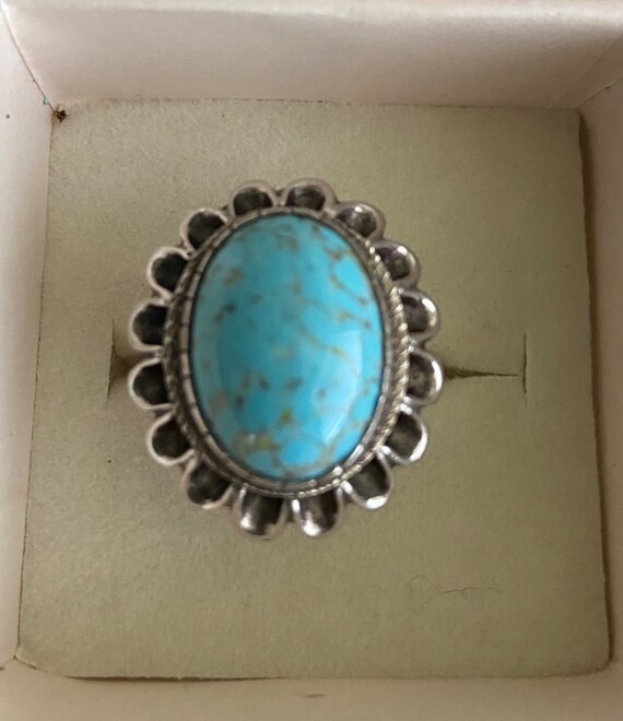 Silver and turquoise ring - image 2