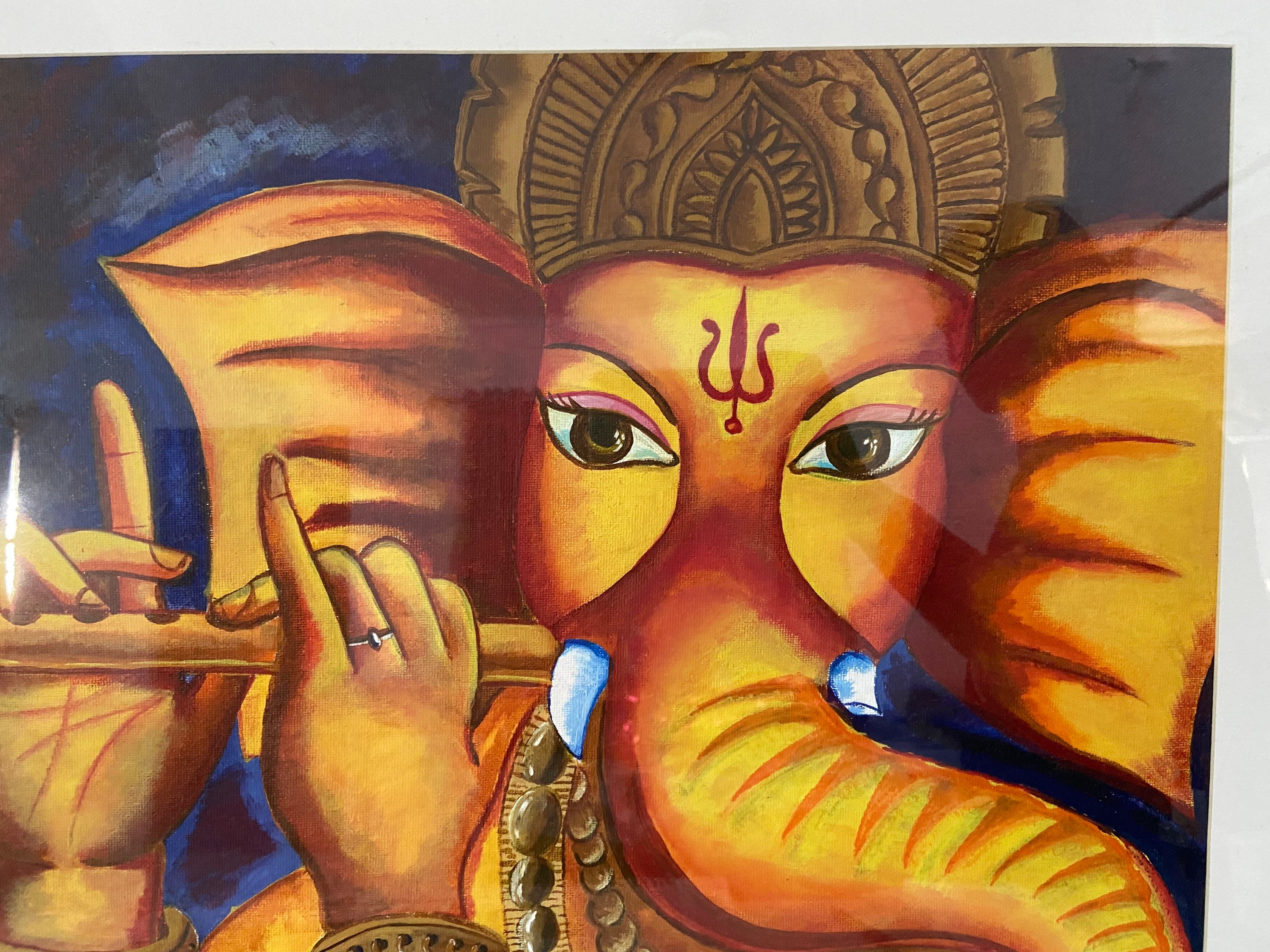 Lord Ganesha acrylic painting Living room Etsy