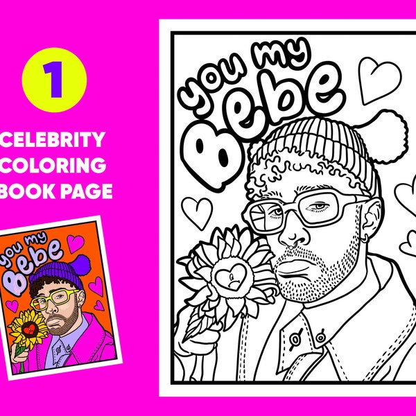 Digital Download Bad Bunny Coloring Book Download / Instant Download Coloring Page / Coloring Sheet