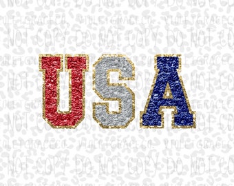 Chenille USA PNG, diseño del 4 de julio, dtf patriótico, descarga instantánea