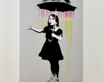 Banksy Umbrella Girl Print – New Orleans Graffiti Art, Colorful
