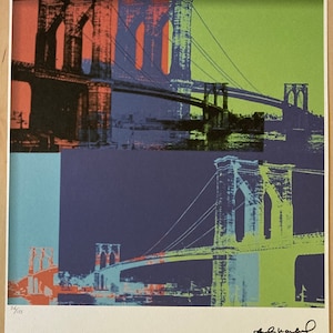 Andy Warhol (after) &quot;Brooklyn Bridge&quot; Limited Edition (51/125) Signed in the Print Off Set Lithograph