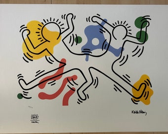 Keith Haring (After) "Dancing Figures" Limited Edition (141/150) Signed in the Print Lithograph