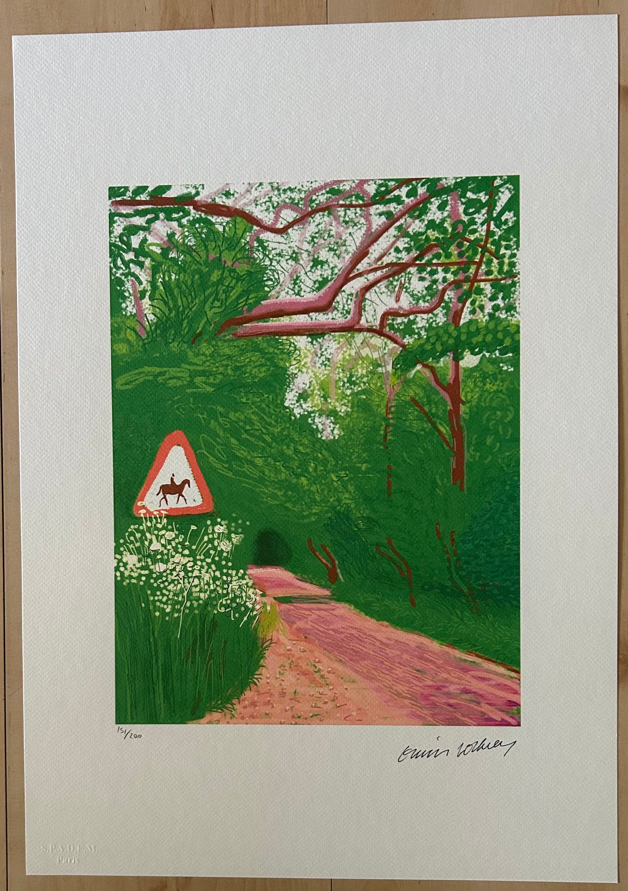 版画 Ake Holm Lithograph #235 Utvisningen David Hockney (after) Horse Crossing Print: Limited Edition