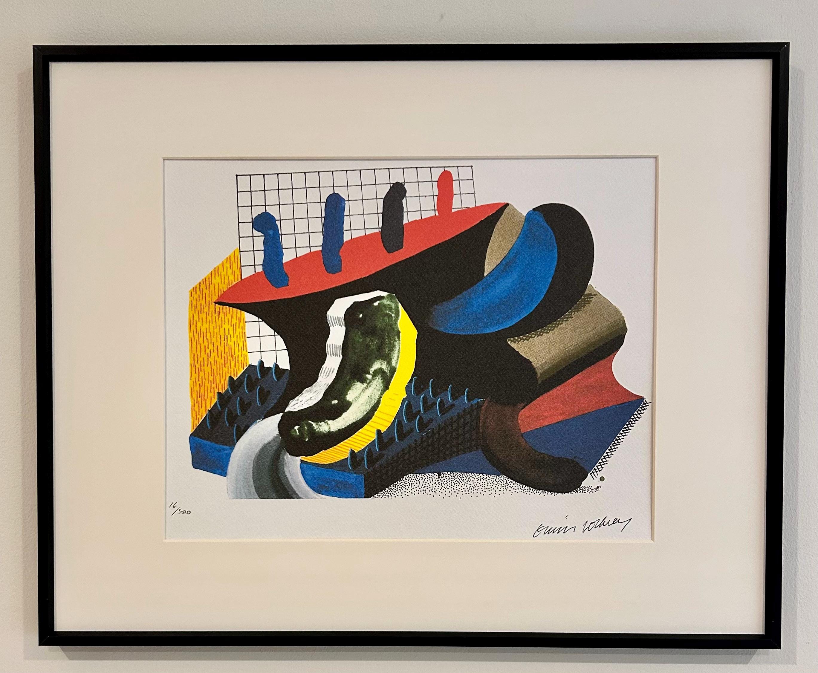 【中古】 Hockney Framed David Hockney Lithograph: Gouache Painting, 1994, Signed