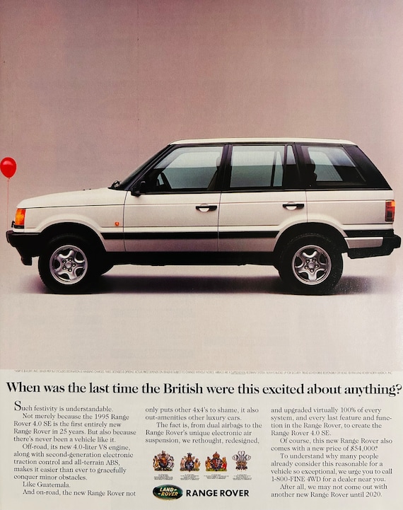 Framed 1995 Range Rover Vintage Magazine Ad - Etsy