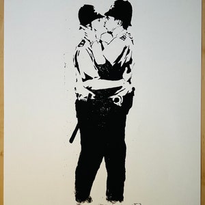 Banksy (after) "kissing Coppers" Lithograph Signed Limited Edition (118