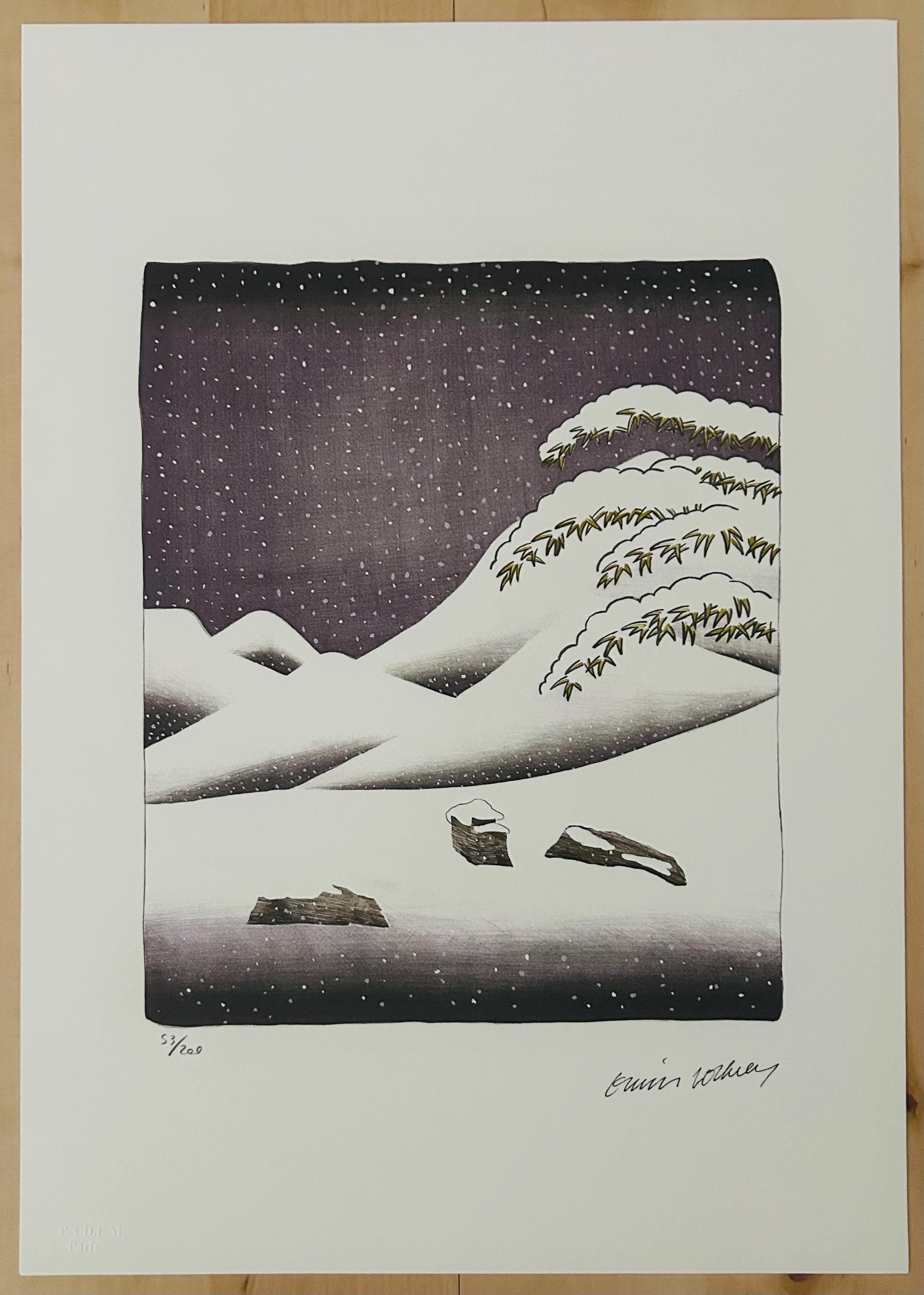 David Hockney "Snow" Lithograph Print - Limited Edition Signed Offset