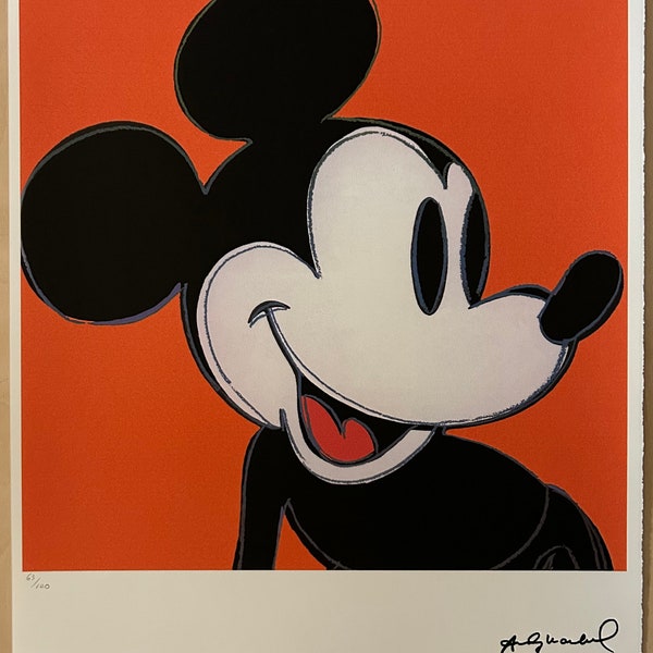 Andy Warhol (After) "Mickey Mouse Red Background" Limited Edition (63/100) Signed in the Print Off Set Lithograph