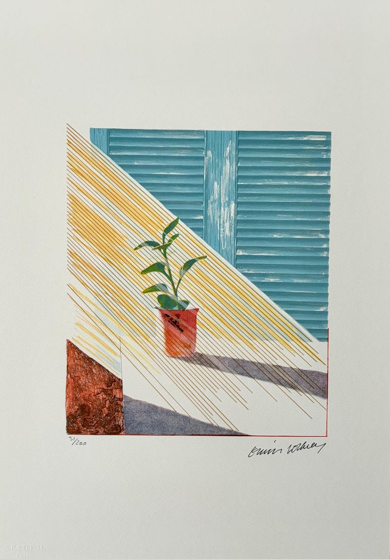 David Hockney Sun Print, The Weather Series, Limited Edition Lithograph image 1