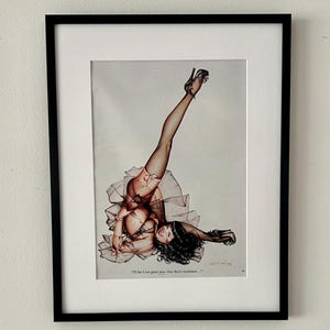 Ingelijste originele Playboy-magazine 2008 Bettie Page &#39;I&#39;ll Bet I Can Guess Your New Year&#39;s resolutie. . .! Pin-upkunst afdrukken door Olivia
