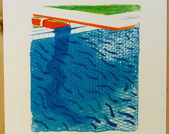 David Hockney (After) "Pool Made With Paper and Blue Ink" from the Swimming Pool Series Limited Edition Off Set Lithograph