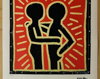 Keith Haring (After) Untitled - "Couple in Black" Limited Edition (94/150) Signed in the Print Off set Lithograph