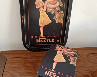 NESTLE CHOCOLAT tin box and tray nestle GIRL