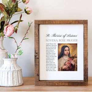 Afdrukbare St. Thérèse van Lisieux Novena Rose Prayer 8 &quot;x 10&quot; afbeelding katholieke heilige muur kunst Home decor feestdag cadeau