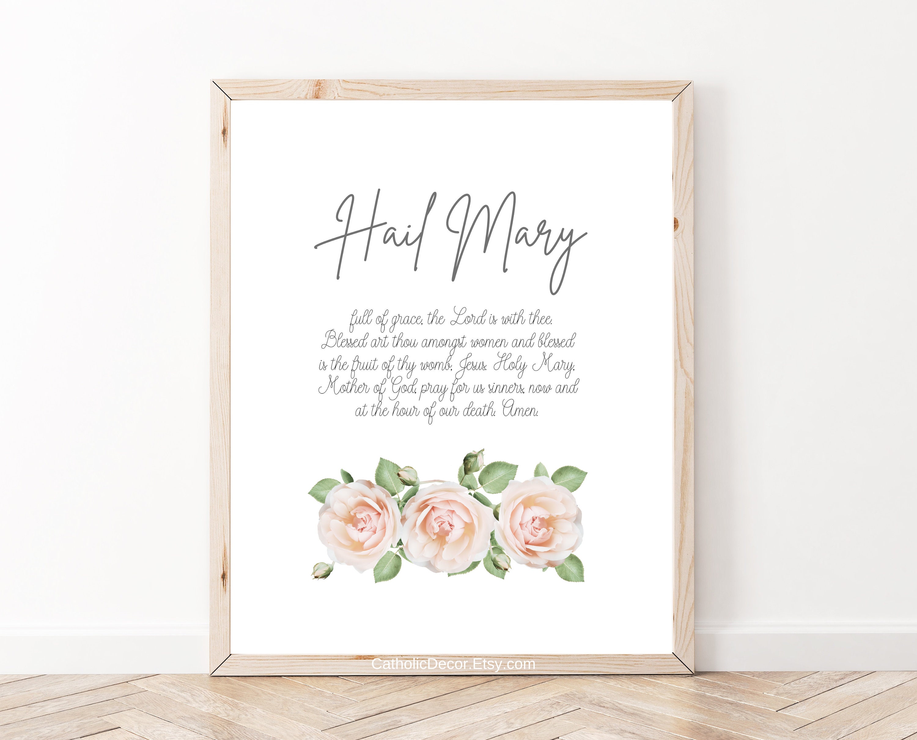 Printable Hail Mary Prayer Digital Print Catholic Wall Decor Prayer Art ...