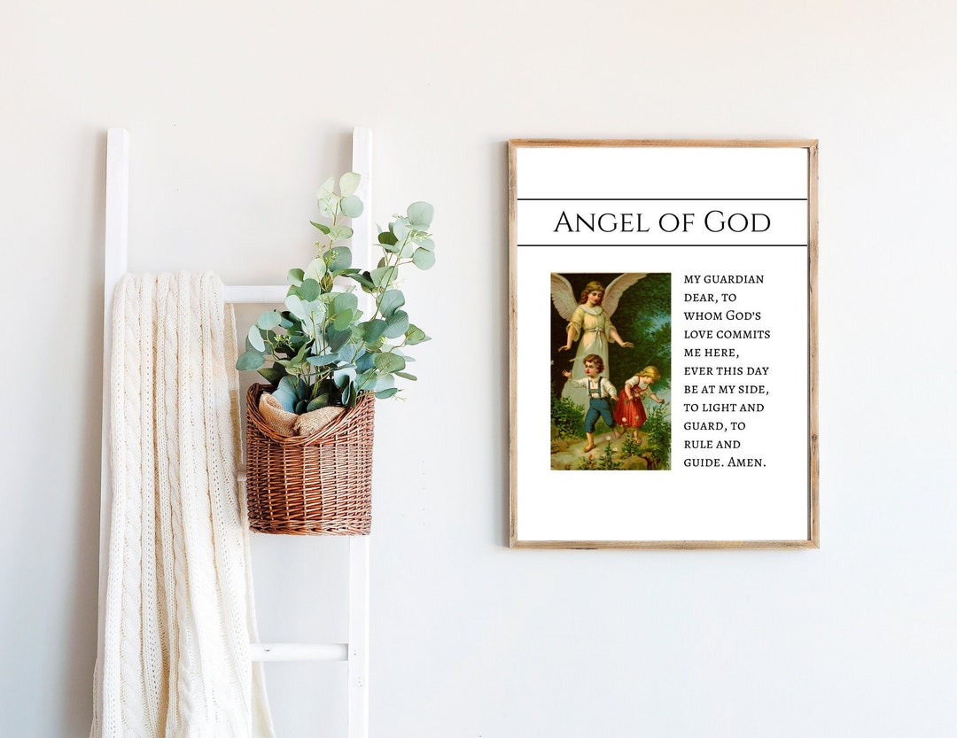 Printable Angel of God Prayer With Vintage Angel Artwork Catholic Wall ...
