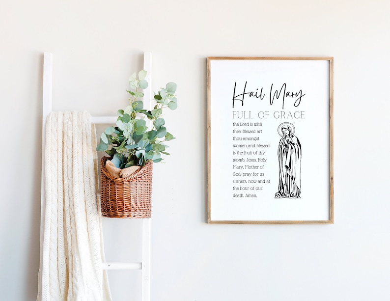 Printable Hail Mary Prayer Instant Download Digital Print Catholic Wall ...
