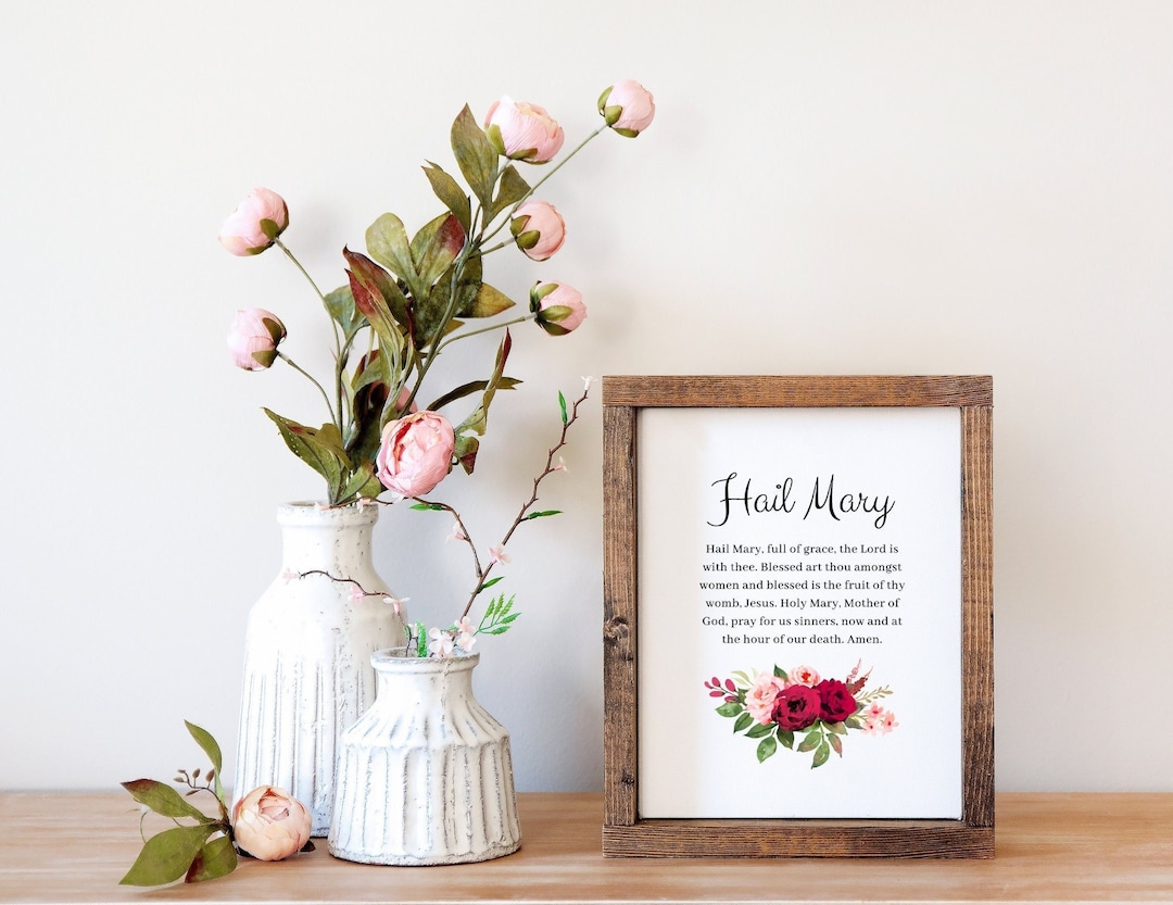 Printable Hail Mary Prayer Digital Download Print Catholic Wall Art ...