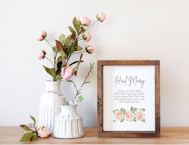 Printable Hail Mary Prayer Digital Print Catholic Wall Decor Prayer Art ...
