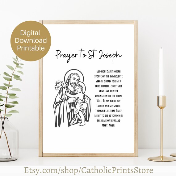 Printable St. Joseph Prayer Digital Print 8x10 5x7 8x8 and | Etsy