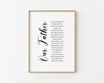 Printable Our Father Prayer Catholic Home Decor Digital Print The Lord’s Prayer Wall Art Script Inspirational Decor