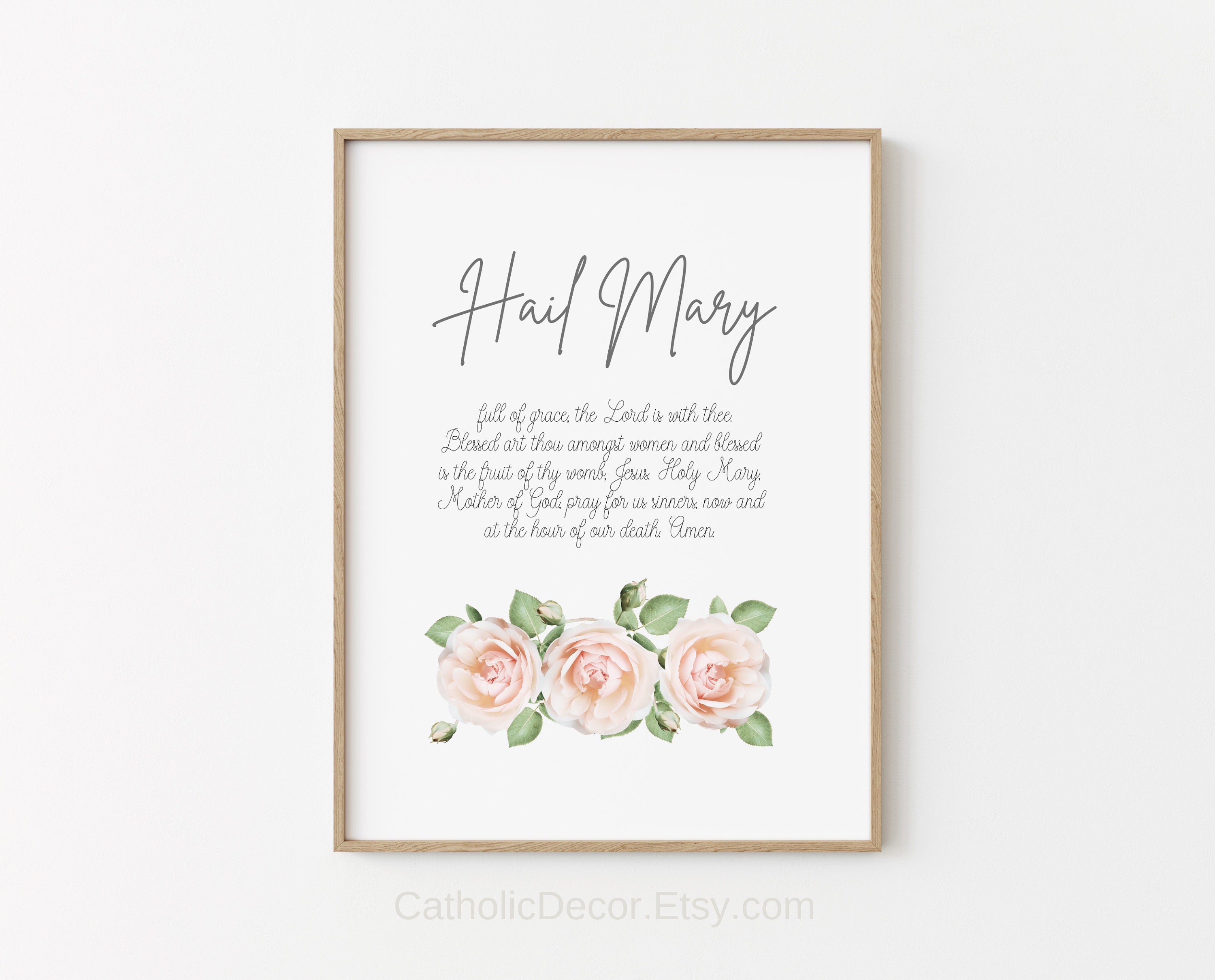 Printable Hail Mary Prayer Digital Print Catholic Wall Decor Prayer Art ...