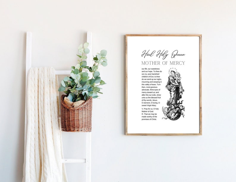 Printable Hail Holy Queen Prayer Catholic Wall Art Digital Etsy
