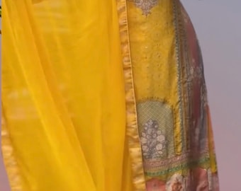 Muslin Silk Salwar Kameez Suit Set - Size L