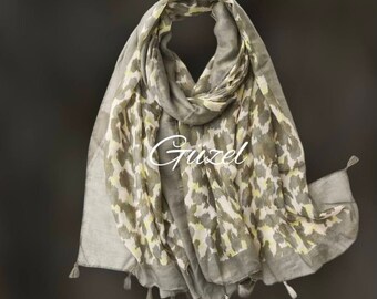 Light Green Large Size Cotton And Linen Scarf