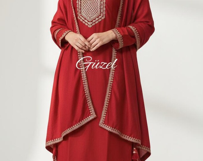 Embroidered Cotton Silk Salwar Suit Set: Dori, Jari Work