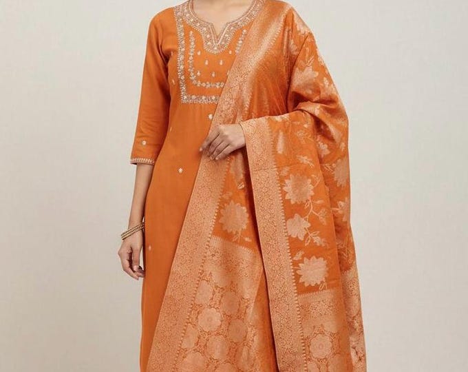 Chanderi Silk Salwar Suit with Banarasi Dupatta (Size 40/L)