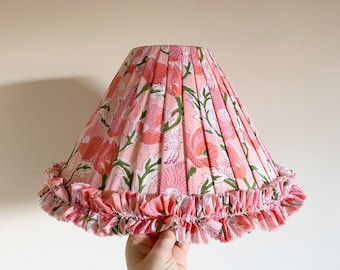 Pleated Lampshade with Ruffle  |  Block Print Fabric