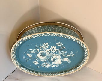 Antique Floral Tin & Lid