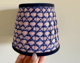 Handmade Pleated Chandelier Lampshade | Block Print Fabric