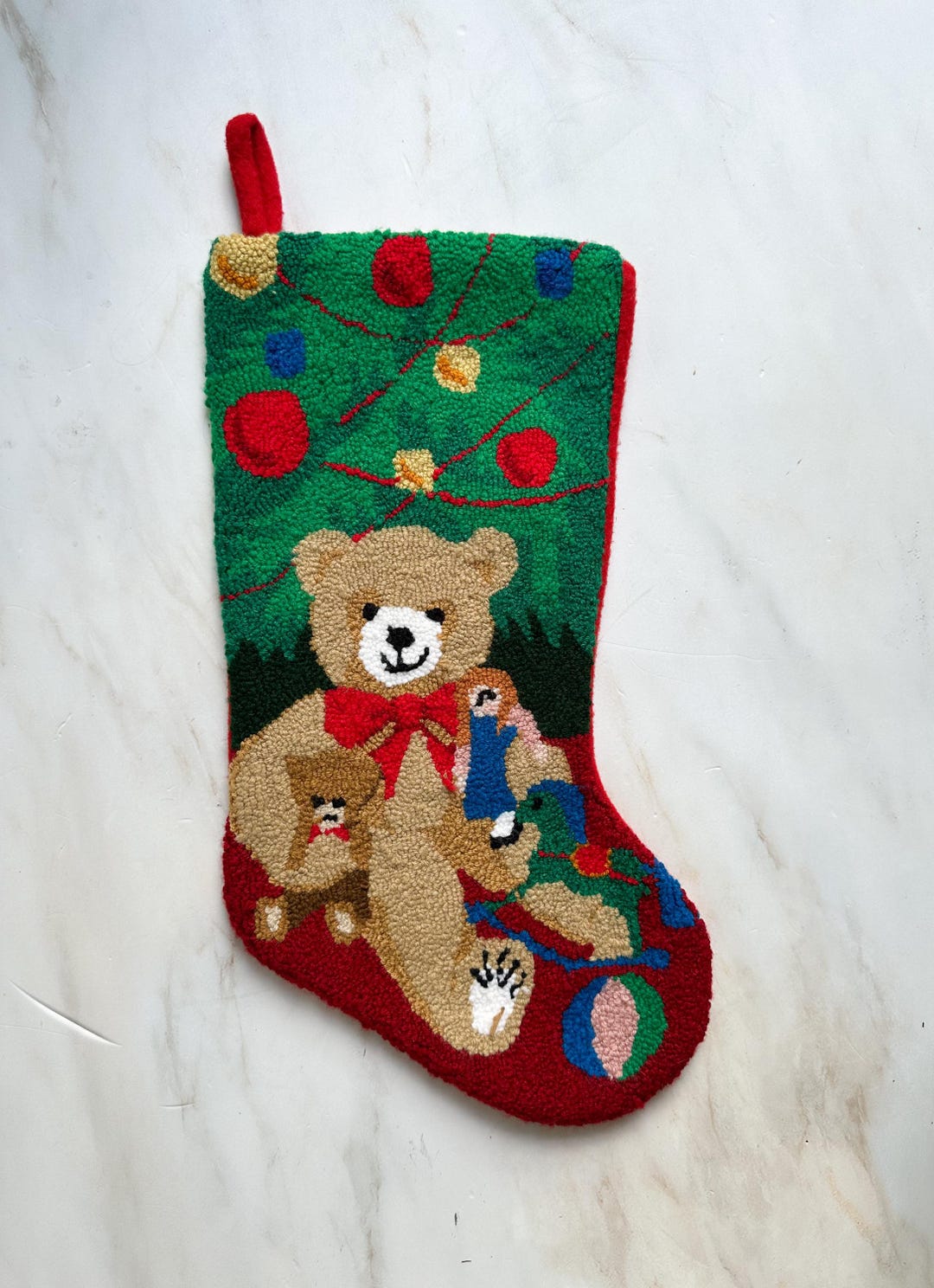Vintage Teddy Bear Christmas Stocking - Etsy