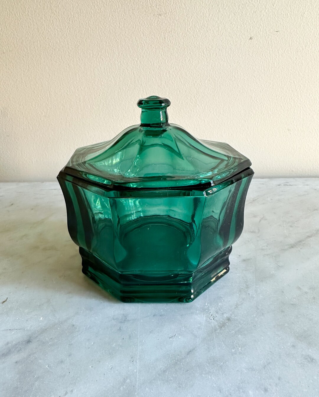 Antique Glass Candy Dish & Lid Cannister Etsy