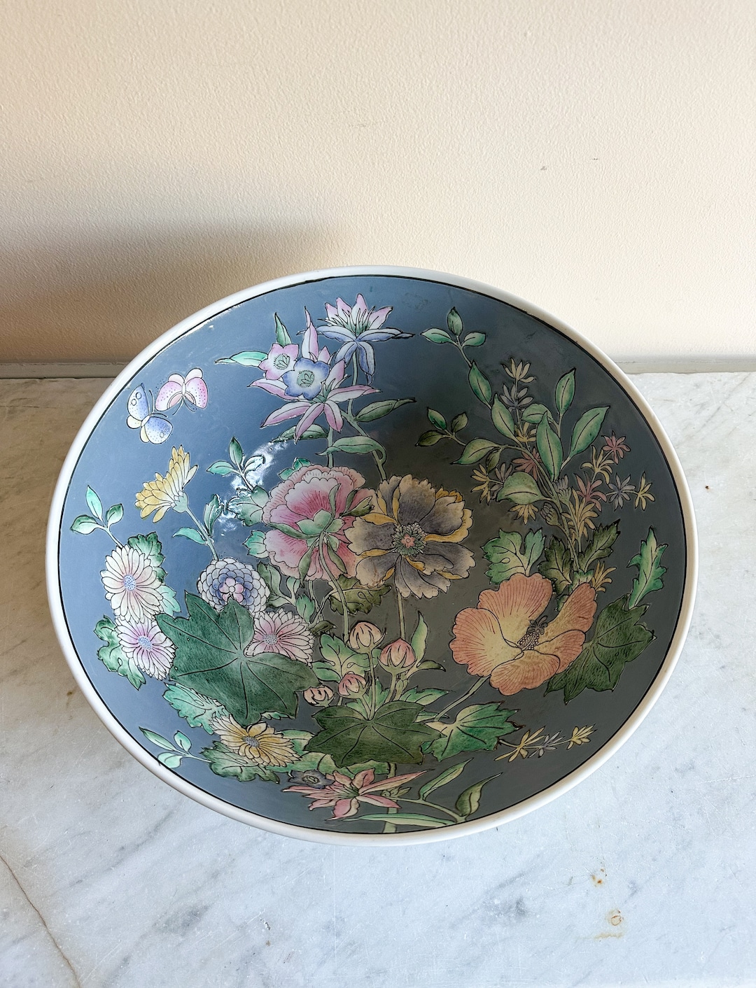 LARGE Macau Decorative Bowl Chinoiserie Bowl Extra Large Cache Pot Etsy