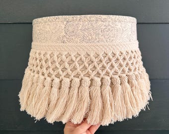 Handmade Boho Tassel Lampshade | Block Print Fabric