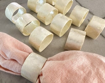 SET of TWELVE Vintage Capiz Shell Napkin Rings