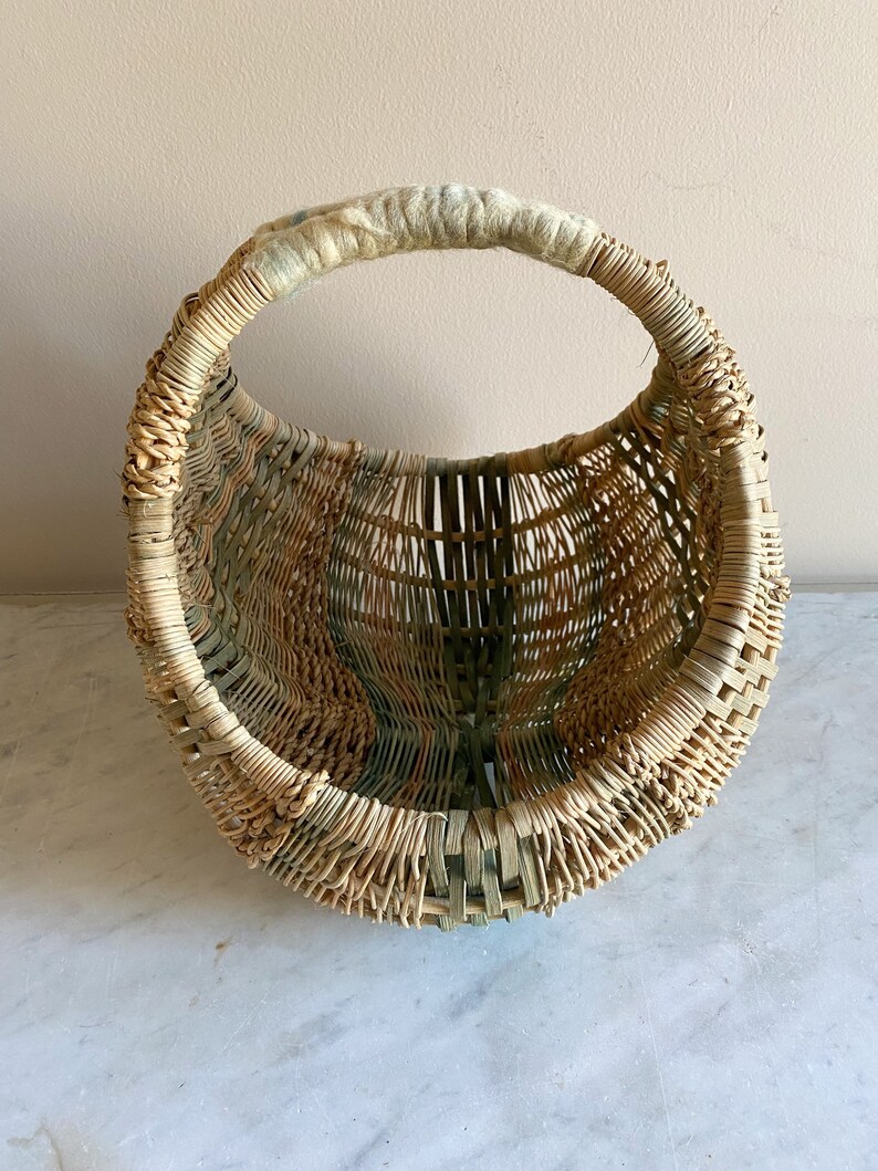 Antique Egg Gathering Basket With Wool Handle Etsy